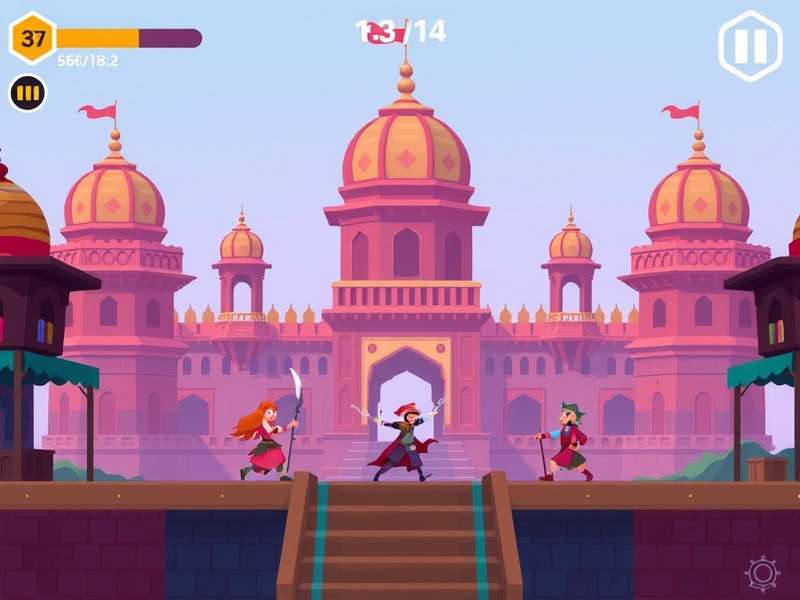 Hyderabad Serve Sorcerer game screenshot showing Charminar-inspired castle